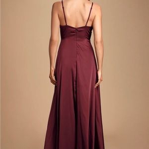 Burgundy satin maxi dress never worn!